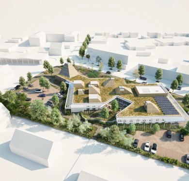 vue aérienne de la médiathèque